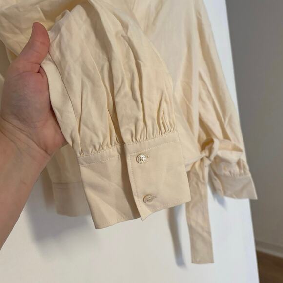Everlane Silk Wrap Front Top In Cream Size 0 - Picture 3 of 5